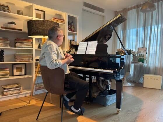 During a house concert at home.