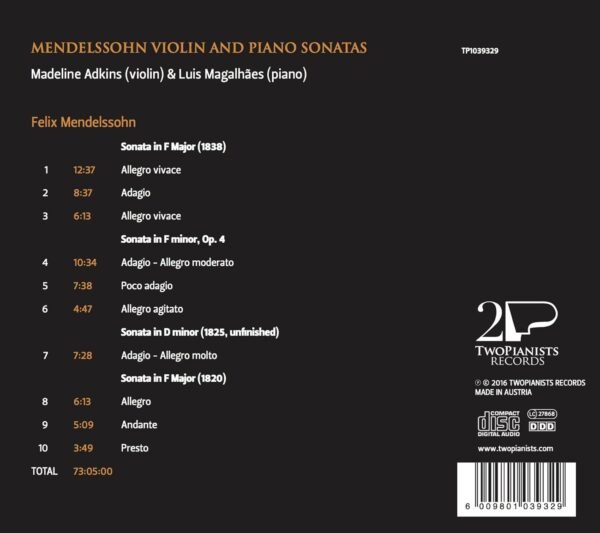 Mendelssohn Violin and Piano Sonatas - Image 2
