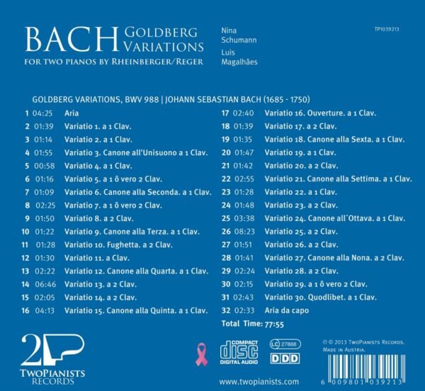 Bach Goldberg Variations for 2 Pianos - Image 2